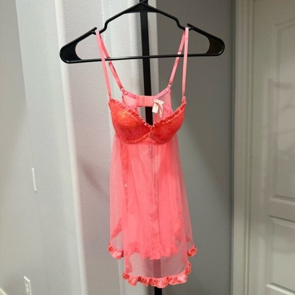 Victoria's Secret Other - Victoria's Secret Sexy Lace Teddy Lingerie 34B Sequin Ruffle Bow Y2K 2000s